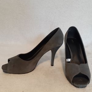 Mossimo Grey Suede Peep Toe Heels - Size 10